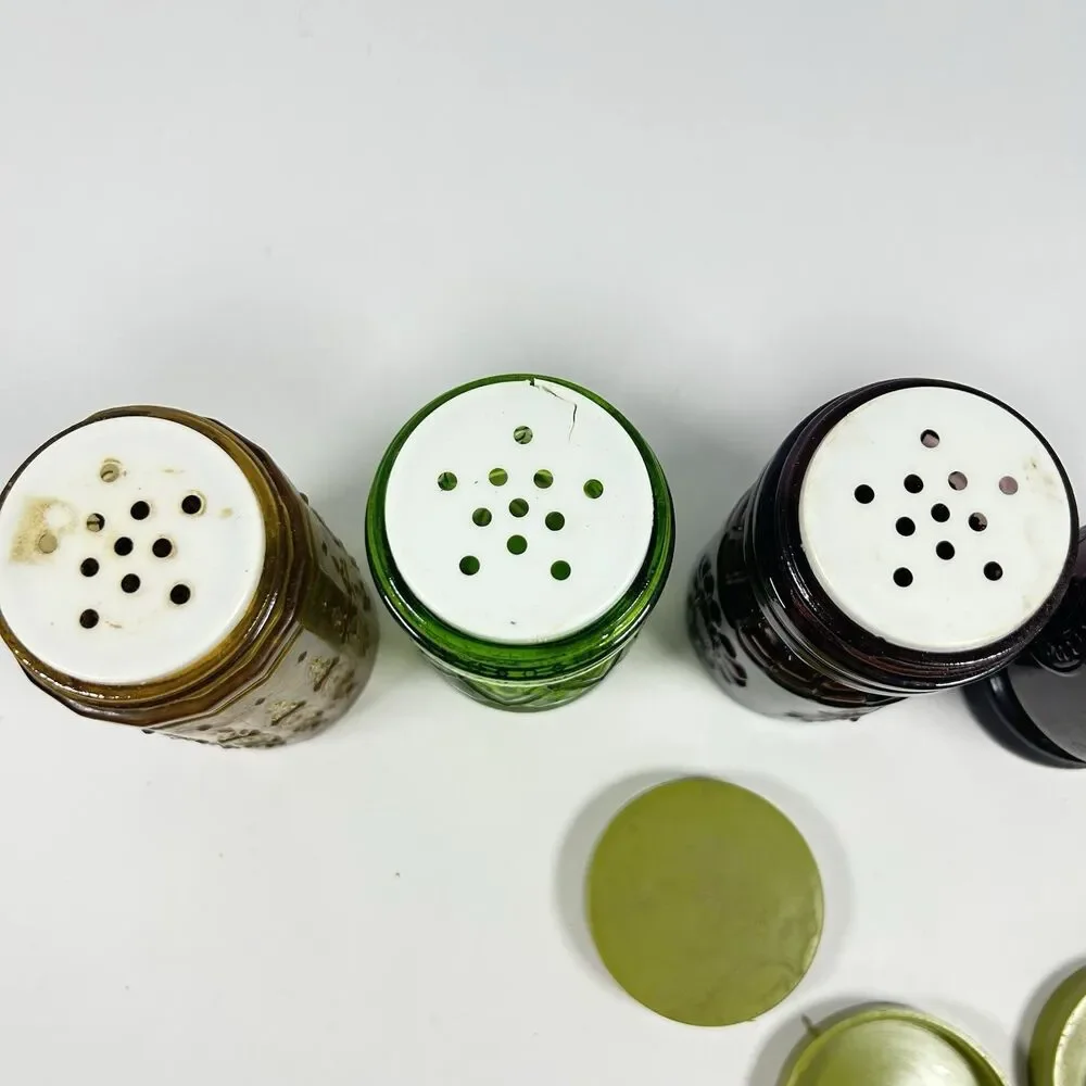 Lot of 4 Vintage 1970s Wheaton Glass 4” Rainbow Spice Shaker Jars